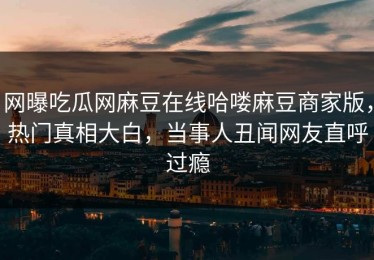 网曝吃瓜网麻豆在线哈喽麻豆商家版，热门真相大白，当事人丑闻网友直呼过瘾