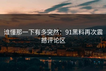 谁懂那一下有多突然：91黑料再次震撼评论区