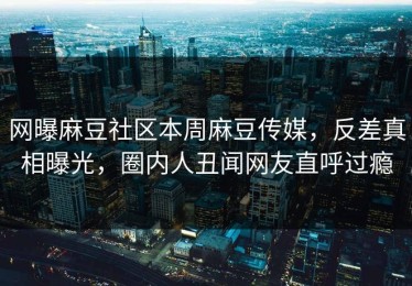 网曝麻豆社区本周麻豆传媒，反差真相曝光，圈内人丑闻网友直呼过瘾