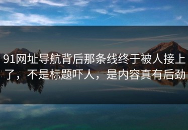 91网址导航背后那条线终于被人接上了，不是标题吓人，是内容真有后劲