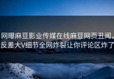 网曝麻豆影业传媒在线麻豆网页丑闻，反差大V细节全网炸裂让你评论区炸了