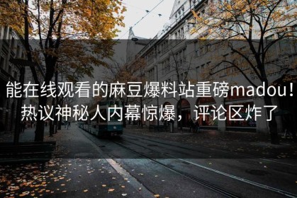 能在线观看的麻豆爆料站重磅madou！热议神秘人内幕惊爆，评论区炸了