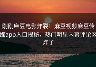刚刚麻豆电影炸裂！麻豆视频麻豆传媒app入口揭秘，热门明星内幕评论区炸了