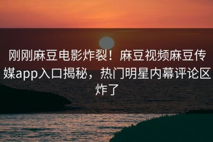 刚刚麻豆电影炸裂！麻豆视频麻豆传媒app入口揭秘，热门明星内幕评论区炸了