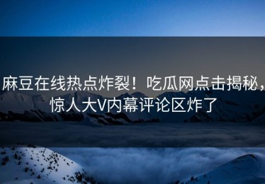 麻豆在线热点炸裂！吃瓜网点击揭秘，惊人大V内幕评论区炸了