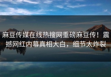麻豆传媒在线热搜网重磅麻豆传！震撼网红内幕真相大白，细节太炸裂