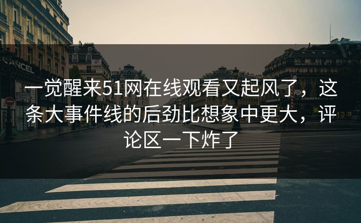一觉醒来51网在线观看又起风了，这条大事件线的后劲比想象中更大，评论区一下炸了