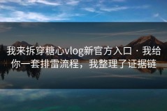 我来拆穿糖心vlog新官方入口 · 我给你一套排雷流程，我整理了证据链