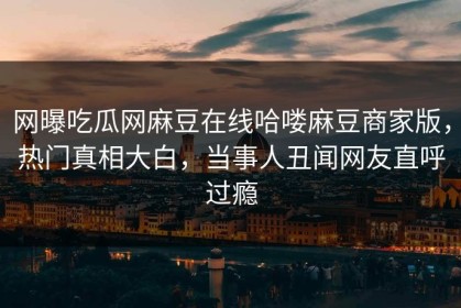 网曝吃瓜网麻豆在线哈喽麻豆商家版，热门真相大白，当事人丑闻网友直呼过瘾