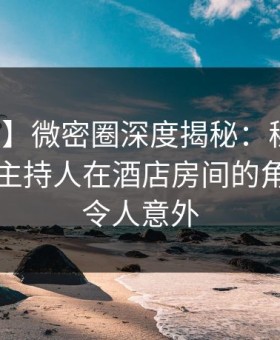 【速报】微密圈深度揭秘：秘闻风波背后，主持人在酒店房间的角色疯狂令人意外