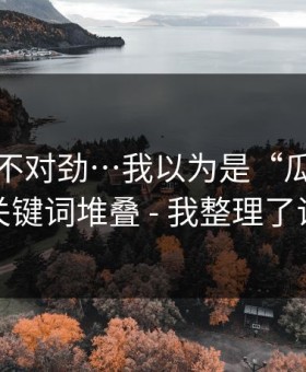 越扒越不对劲…我以为是“瓜”｜结果是关键词堆叠 - 我整理了证据链