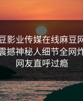 网曝麻豆影业传媒在线麻豆网页麻豆女神，震撼神秘人细节全网炸裂让你网友直呼过瘾