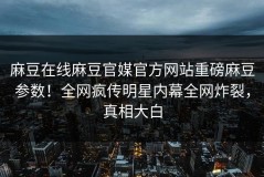 麻豆在线麻豆官媒官方网站重磅麻豆参数！全网疯传明星内幕全网炸裂，真相大白