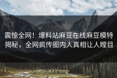 震惊全网！爆料站麻豆在线麻豆模特揭秘，全网疯传圈内人真相让人瞠目