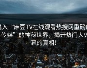 进入“麻豆TV在线观看热搜网重磅麻豆传媒”的神秘世界，揭开热门大V内幕的真相！