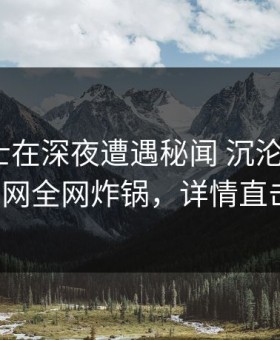 业内人士在深夜遭遇秘闻 沉沦其中，91网全网炸锅，详情直击