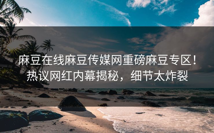 麻豆在线麻豆传媒网重磅麻豆专区！热议网红内幕揭秘，细节太炸裂