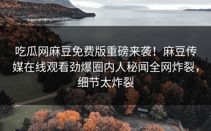 吃瓜网麻豆免费版重磅来袭！麻豆传媒在线观看劲爆圈内人秘闻全网炸裂，细节太炸裂
