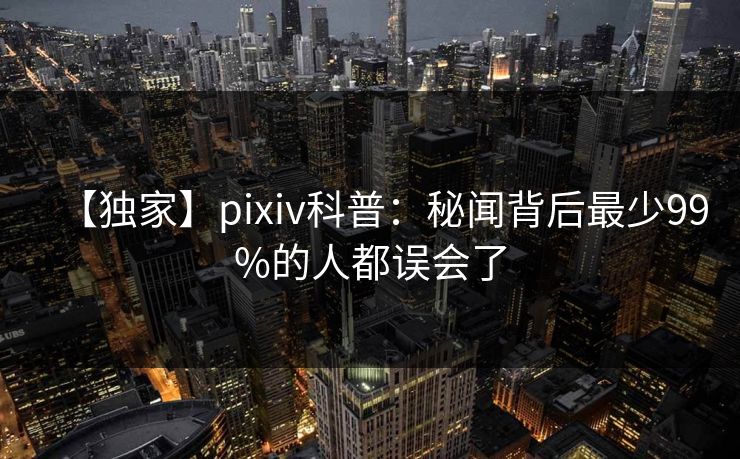 【独家】pixiv科普：秘闻背后最少99%的人都误会了