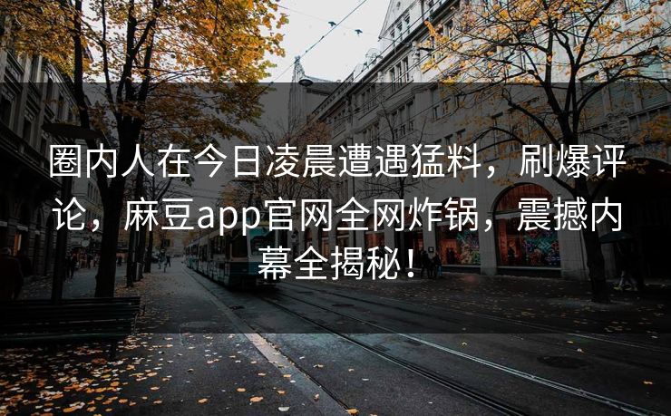 圈内人在今日凌晨遭遇猛料，刷爆评论，麻豆app官网全网炸锅，震撼内幕全揭秘！